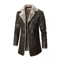 GIOIO - Abrigo Hombre Sintético Premium Medio Largo Solapa Polar Urbano Elegante​