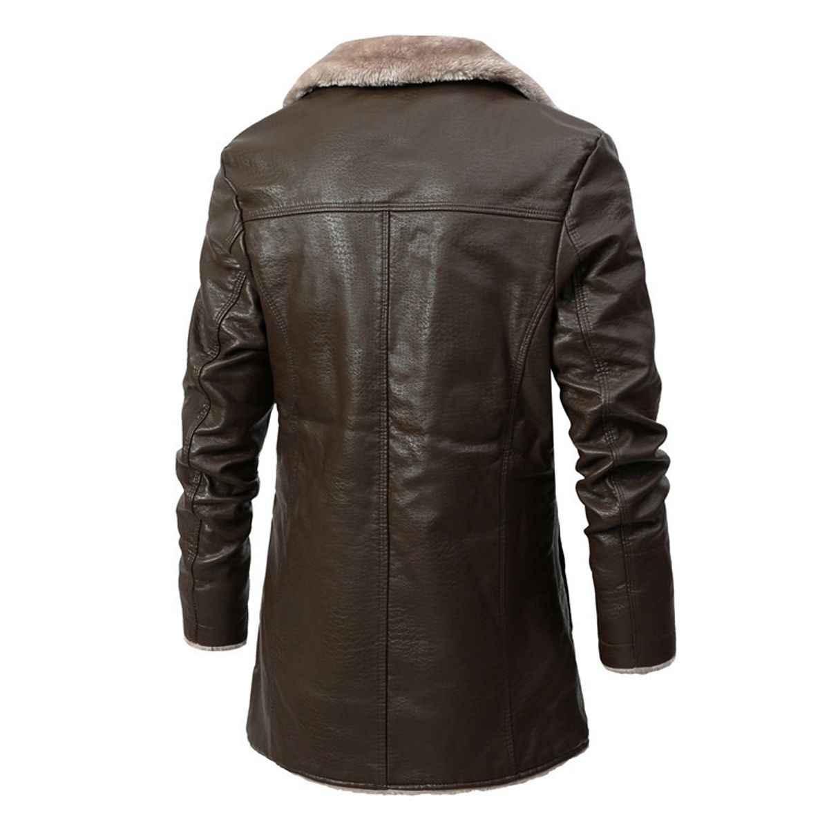 GIOIO - Abrigo Hombre Sintético Premium Medio Largo Solapa Polar Urbano Elegante​