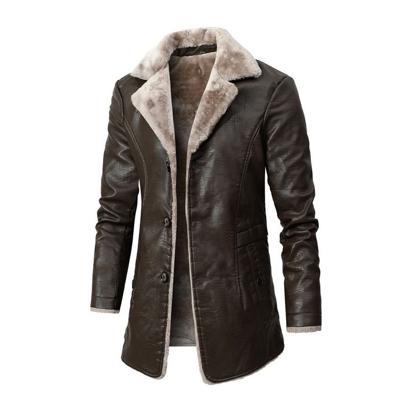 GIOIO - Abrigo Hombre Sintético Premium Medio Largo Solapa Polar Urbano Elegante​