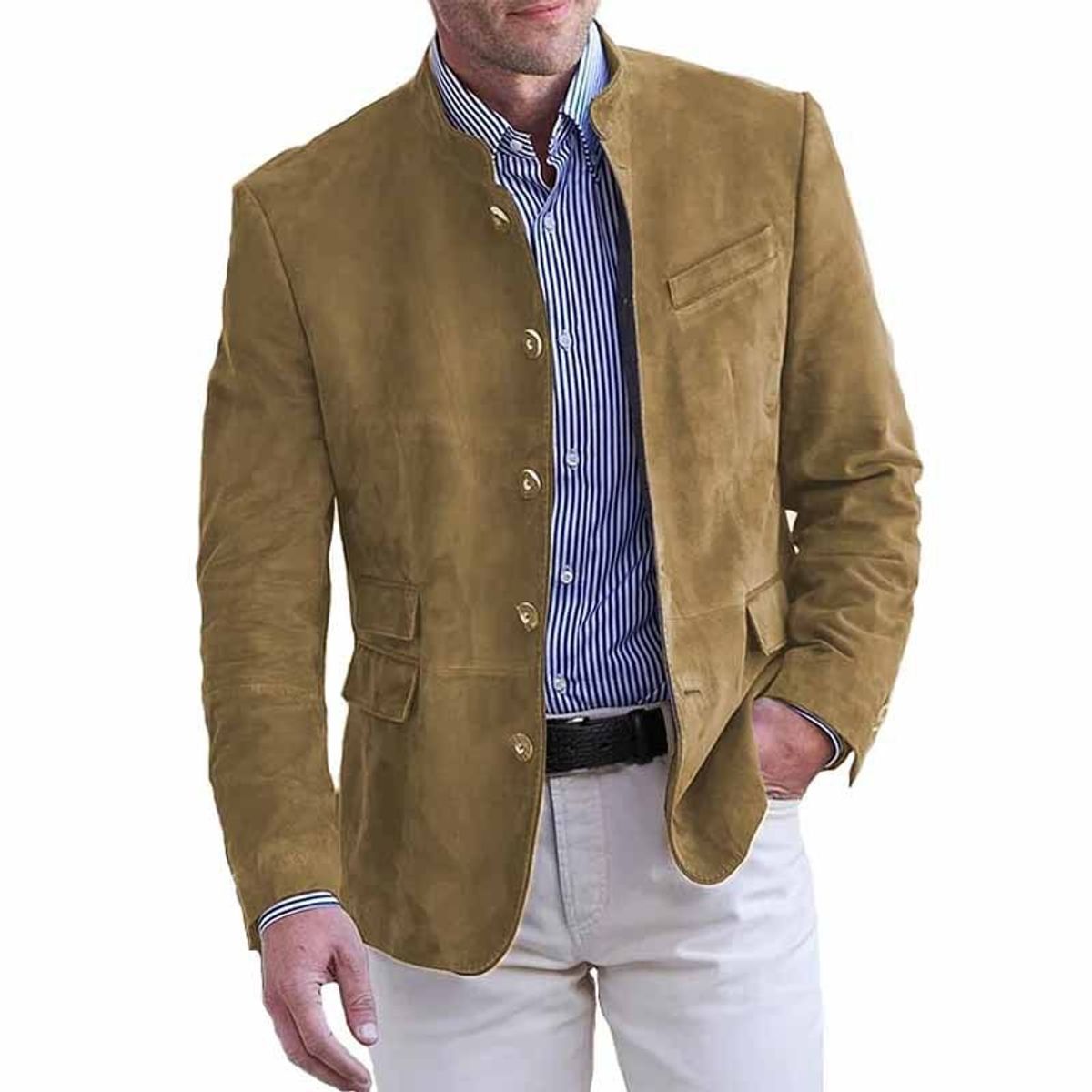 GIOIO - Saco Hombre Urbano Mezcla Lana Largo Medio Diario Elegante​