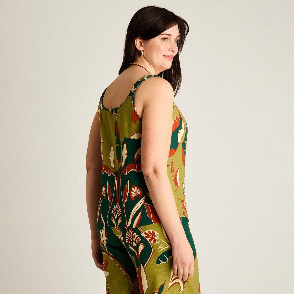 LORENZO DI PONTTI - Blusa Verde Sin Mangas No Elasticado Calce Normal