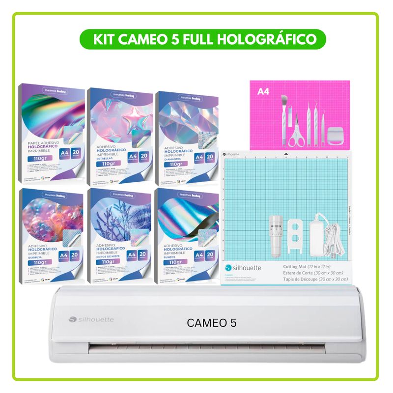 SILHOUETTE - KIT CAMEO 5 FULL  + PAPELES HOLOGRÁFICO GP06
