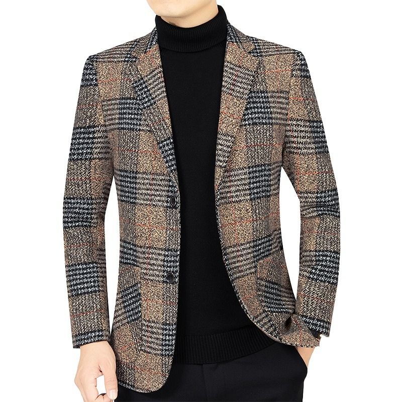 GIOIO - Saco Hombre Urbano Mezcla Lana Liso Diario Elegante​