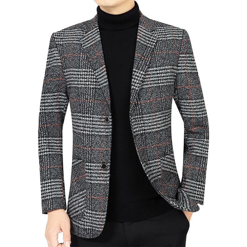 GIOIO - Saco Hombre Urbano Mezcla Lana Liso Diario Elegante​