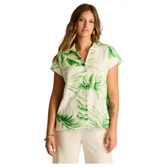 LORENZO DI PONTTI - Blusa Verde Estampado Tropical y Calce Holgado