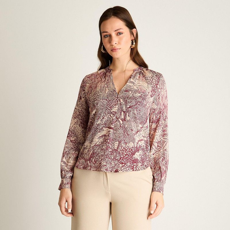 LORENZO DI PONTTI - Blusa Arena Estampada Cuello Redondo