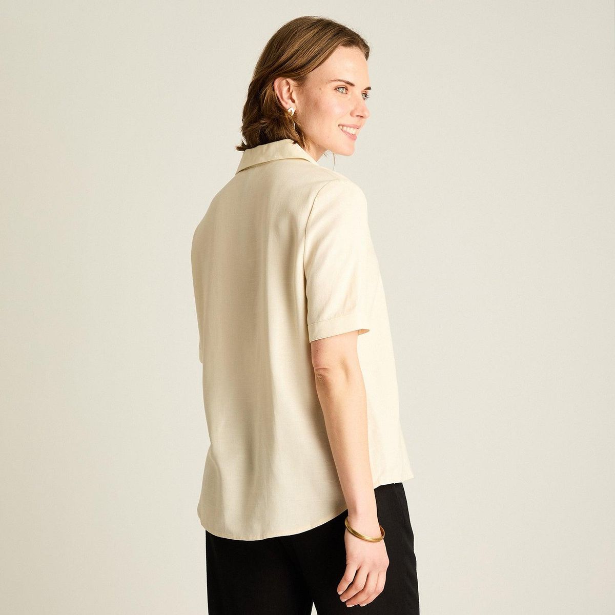 LORENZO DI PONTTI - Blusa Lino Crudo Manga Corta