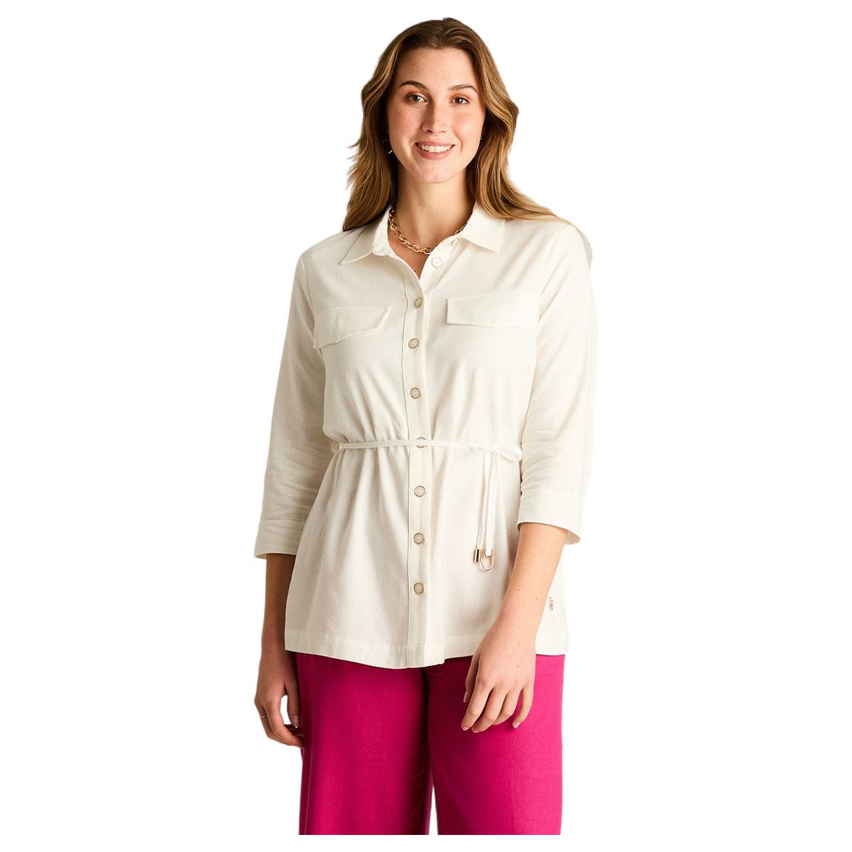 LORENZO DI PONTTI - Blusa Crudo Manga 3/4 con Lazo