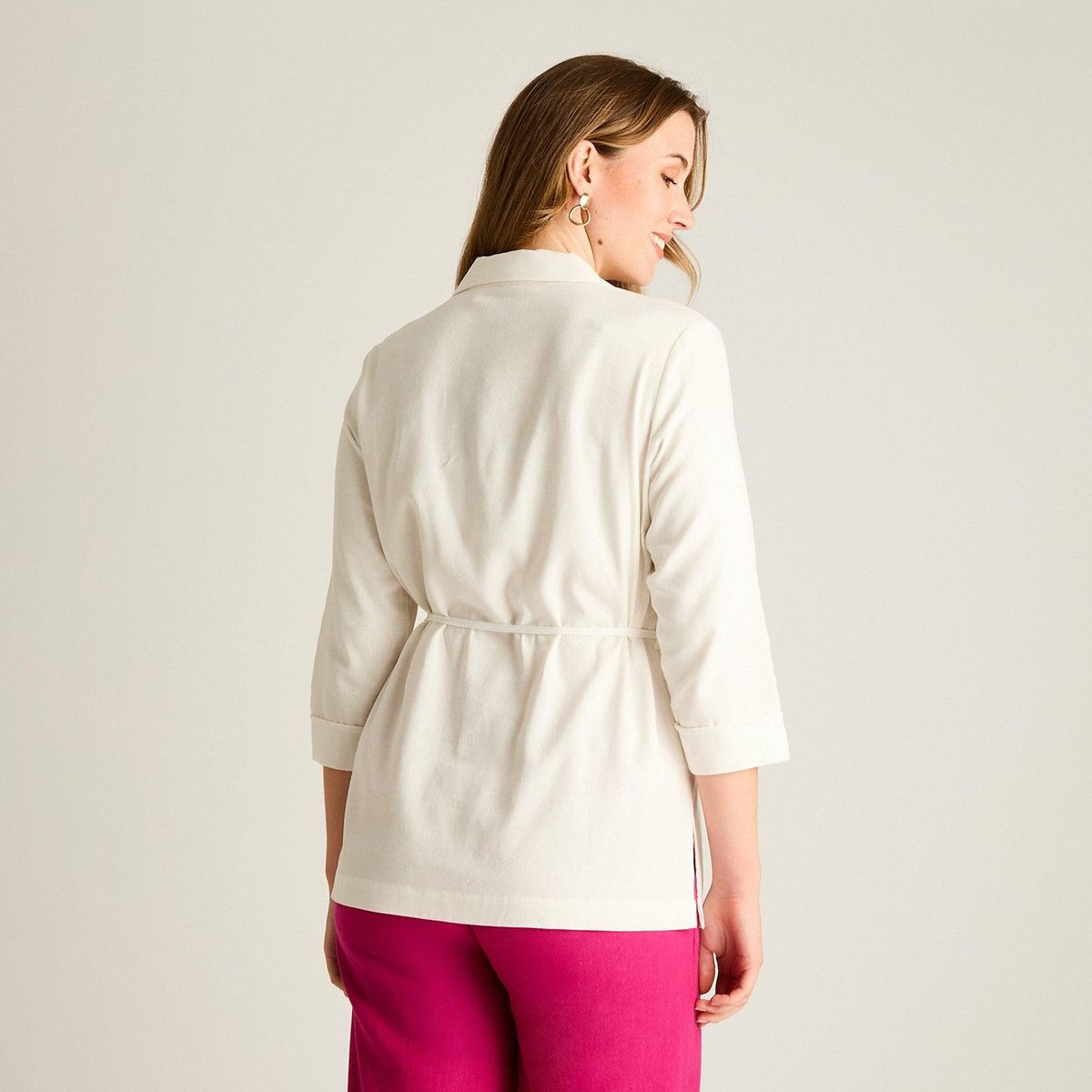 LORENZO DI PONTTI - Blusa Crudo Manga 3/4 con Lazo