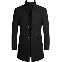 GIOIO - Abrigo Hombre Mezcla Lana Forro Algodón Térmico Medio Largo Elegante​