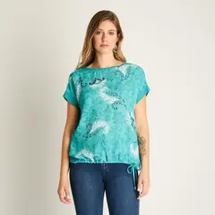 LORENZO DI PONTTI - Polera Turquesa con Estampado Floral