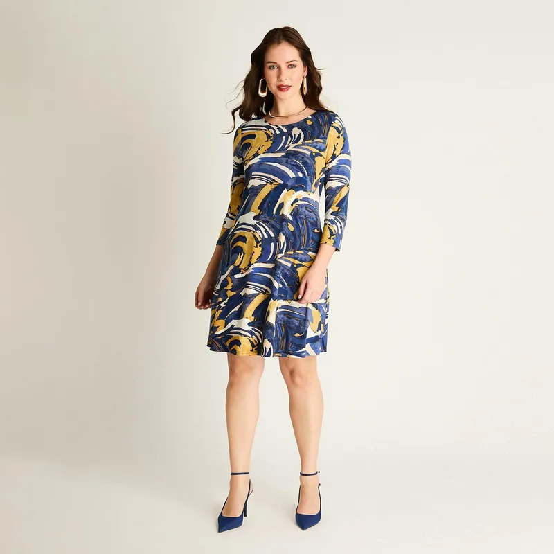LORENZO DI PONTTI - Vestido Corto Azul Estampado