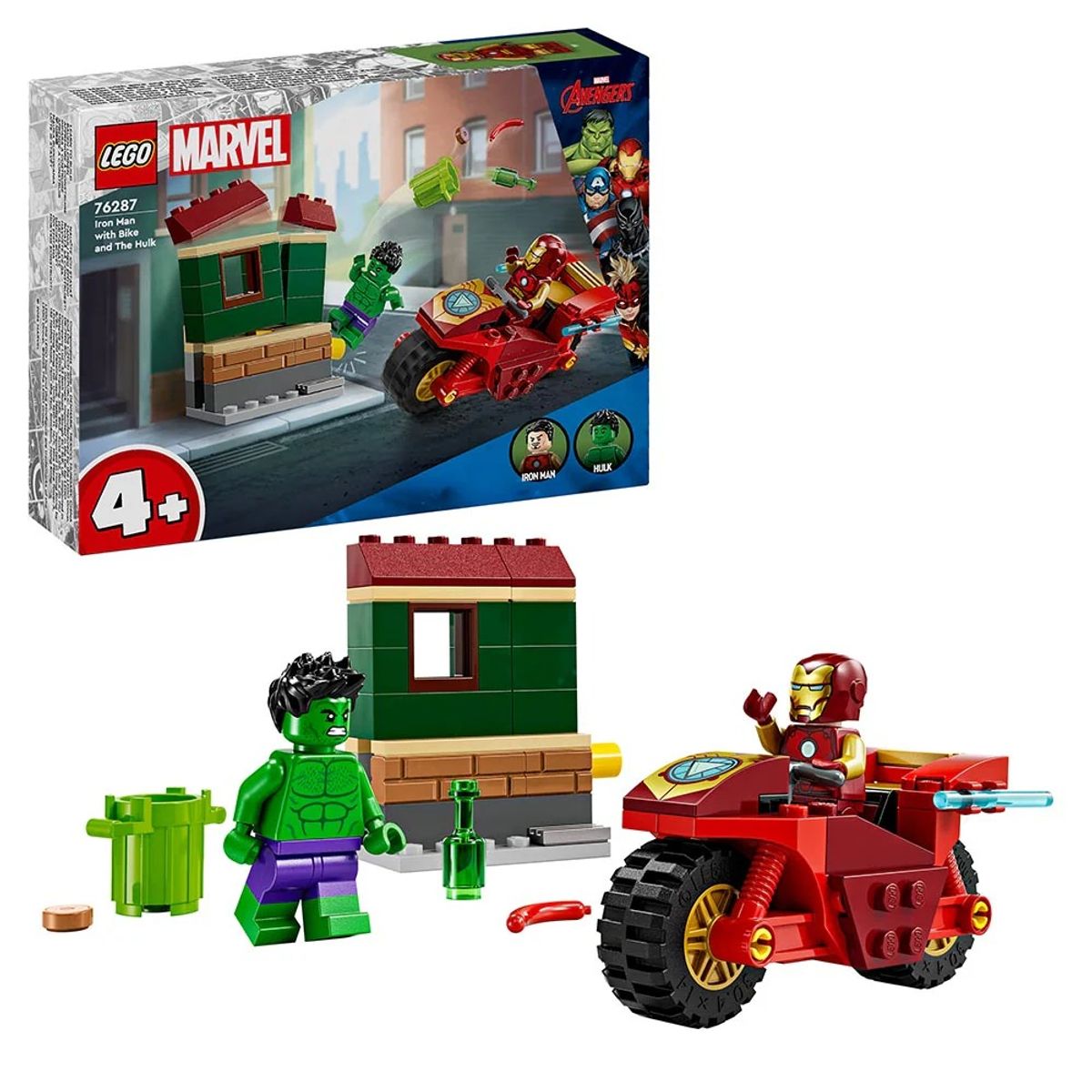 LEGO - LEGO Marvel Iron Man con Moto y Hulk - 76287