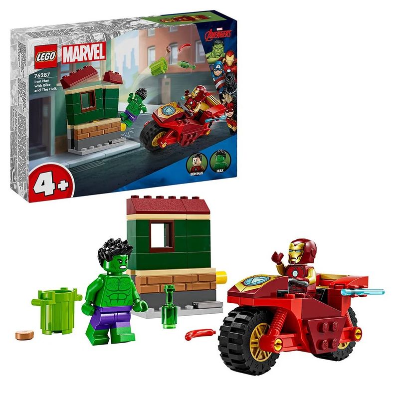 LEGO - LEGO Marvel Iron Man con Moto y Hulk - 76287