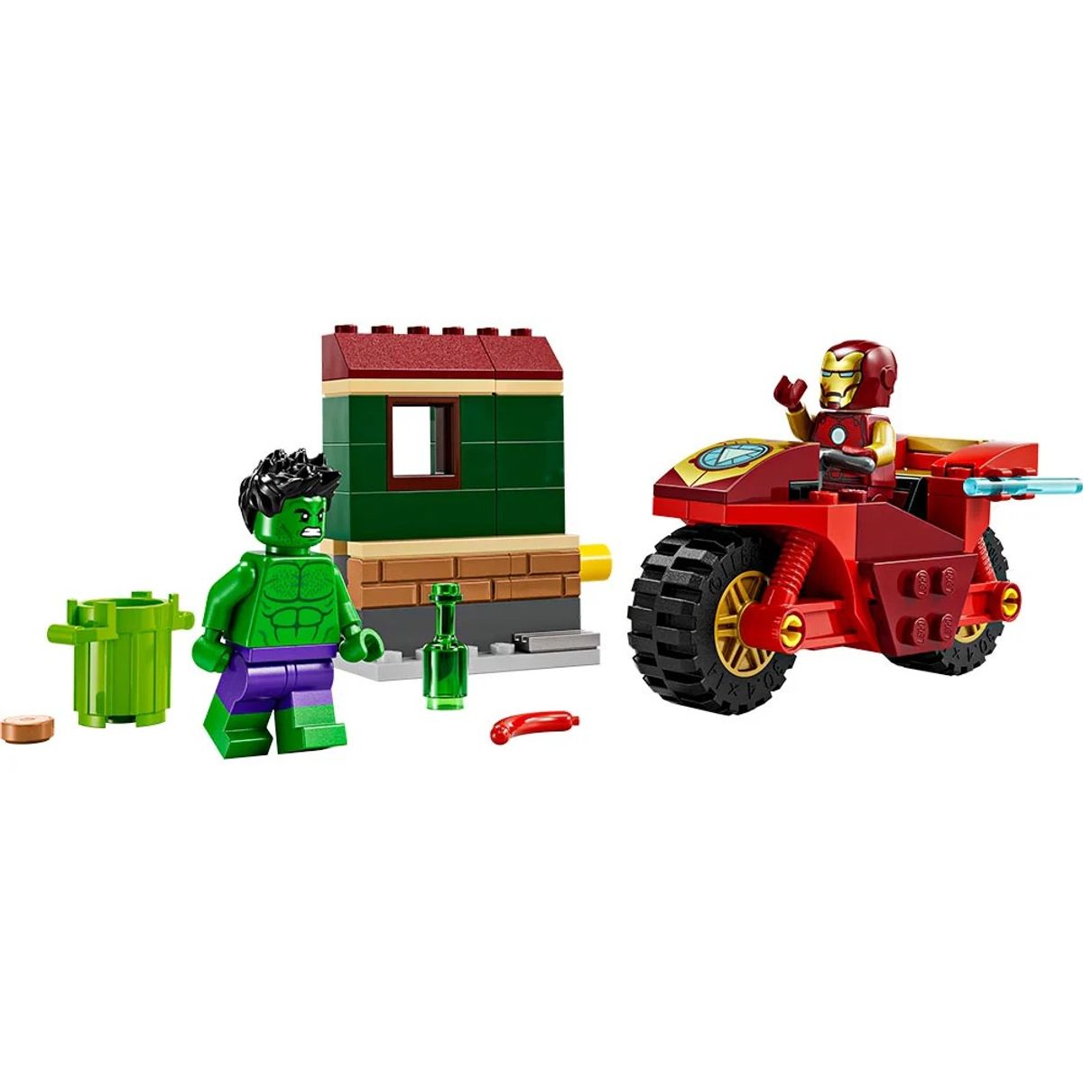 LEGO - LEGO Marvel Iron Man con Moto y Hulk - 76287