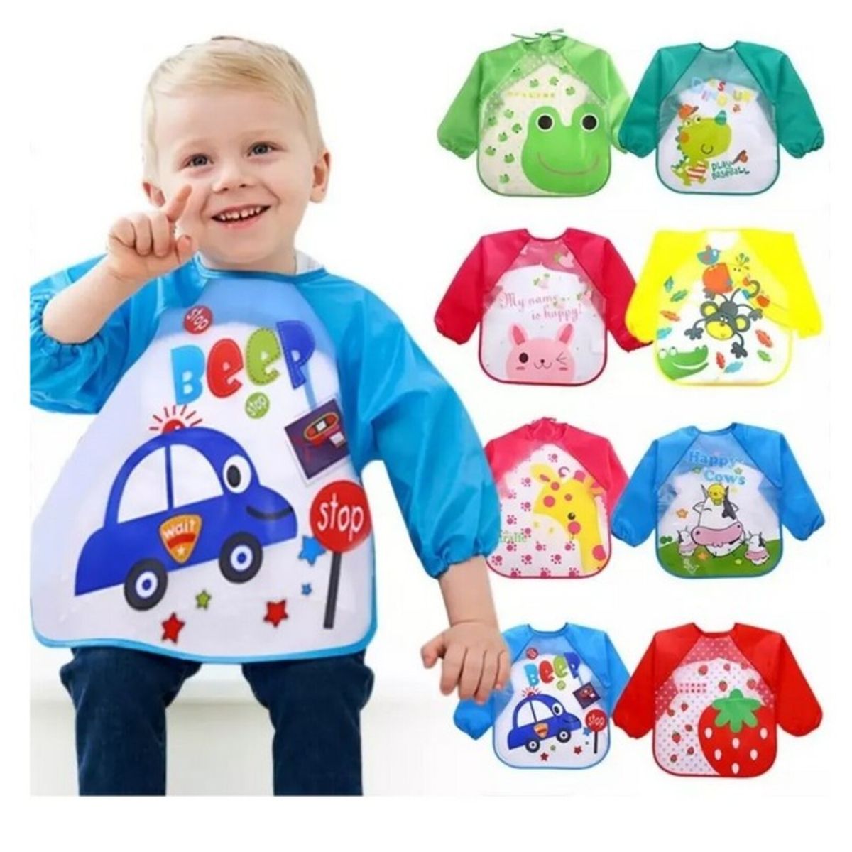 GENERICO - Baberos silicona bebe Delantal manga larga Color niña