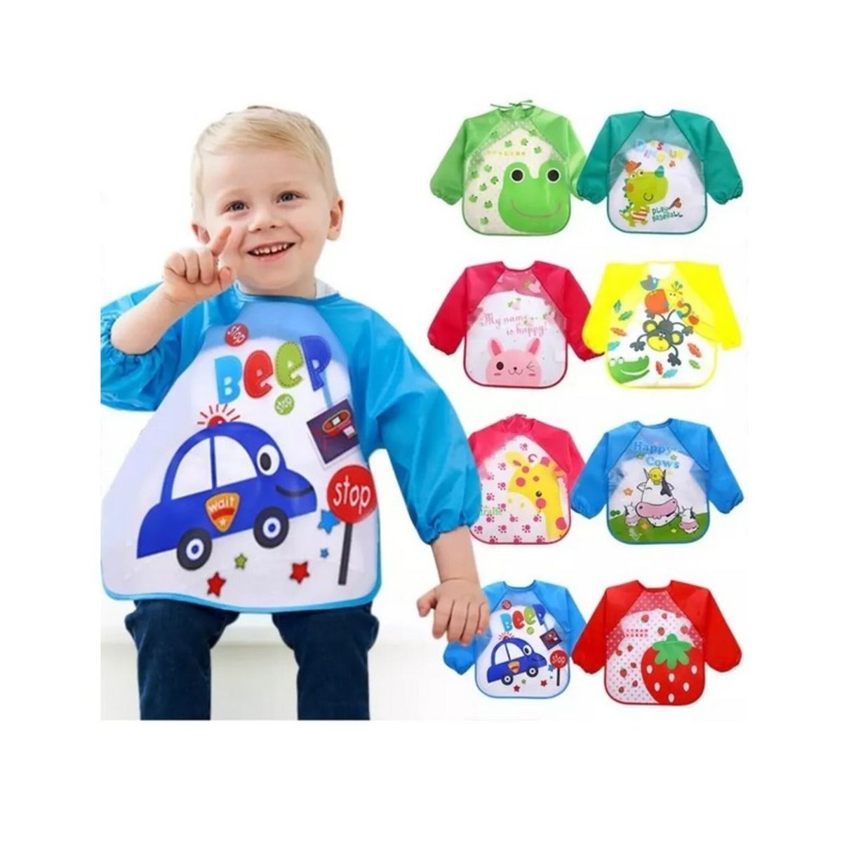 GENERICO - Baberos silicona bebe Delantal manga larga Color niña