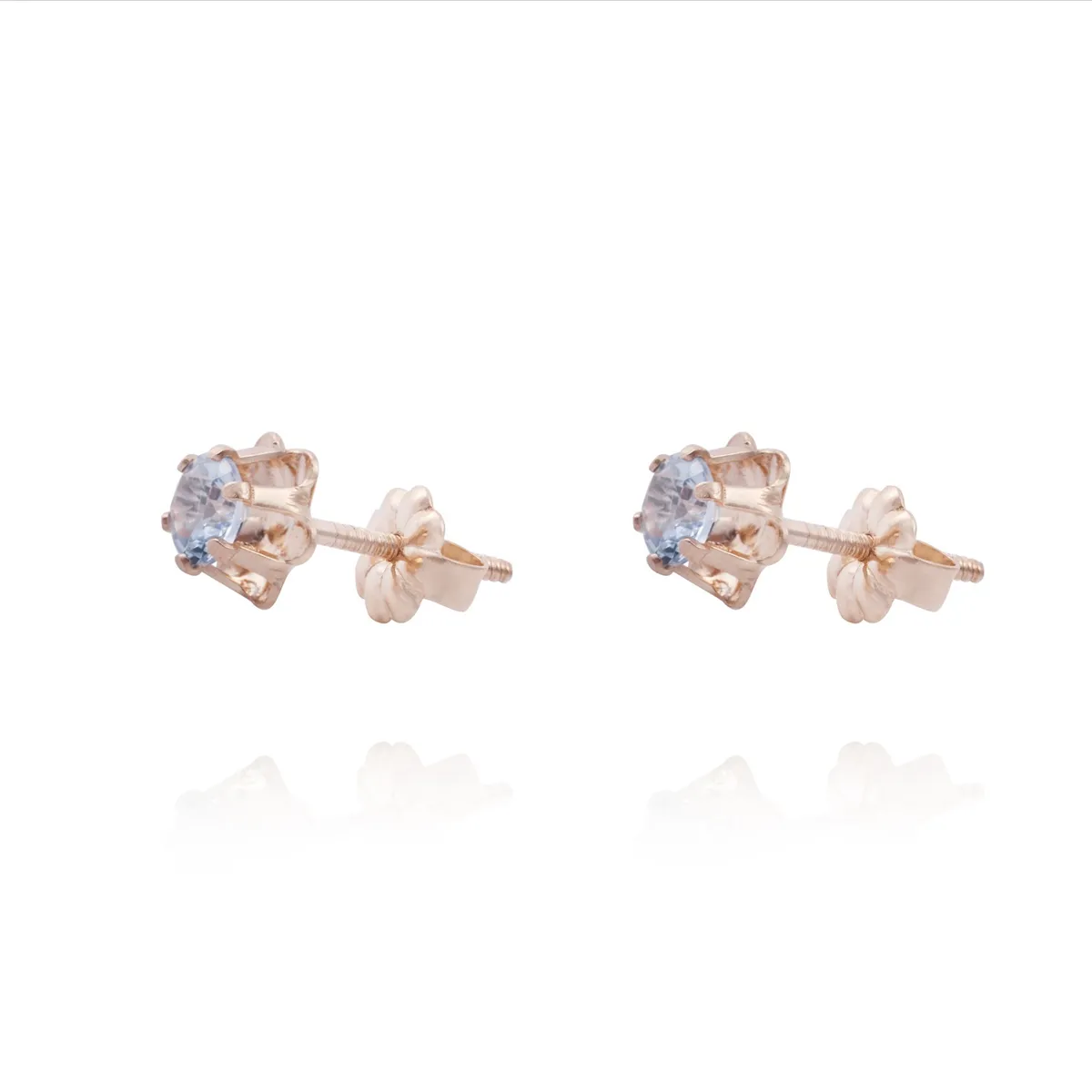 JB JOYAS BARON - Aros en Oro Miel 18kt Agua Marina 4mm