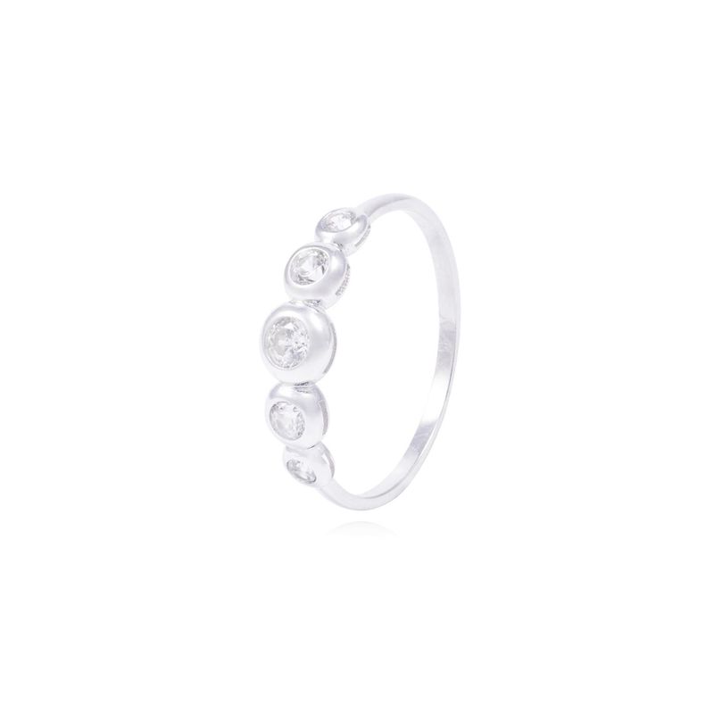 JB JOYAS BARON - Anillo Oro Blanco 18kt de Compromiso Abierto con Circon