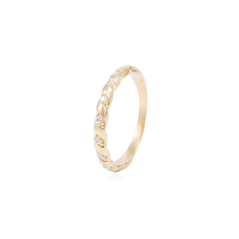 JB JOYAS BARON - Anillode Oro 18Kt de Compromiso 1/2 Cintillo con Circon