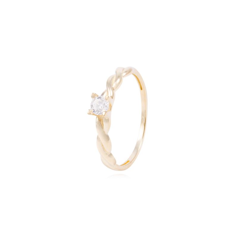 JB JOYAS BARON - Anillo de Compromiso Oro 18kt Solitario Entrelazado Circon