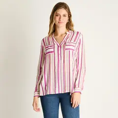 LORENZO DI PONTTI - Blusa Magenta con Rayas
