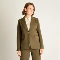 LORENZO DI PONTTI - Blazer Verde con Forro y Puño Interior Estampado