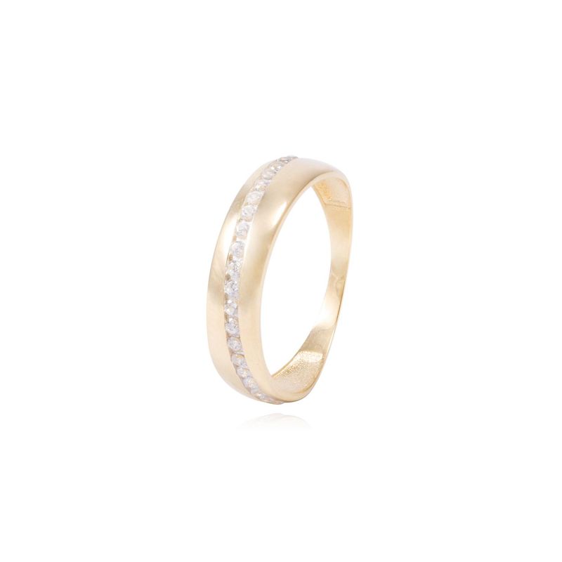 JB JOYAS BARON - Anillo de Oro 18Kt de Compromiso 1/2 Cintillo Ancho