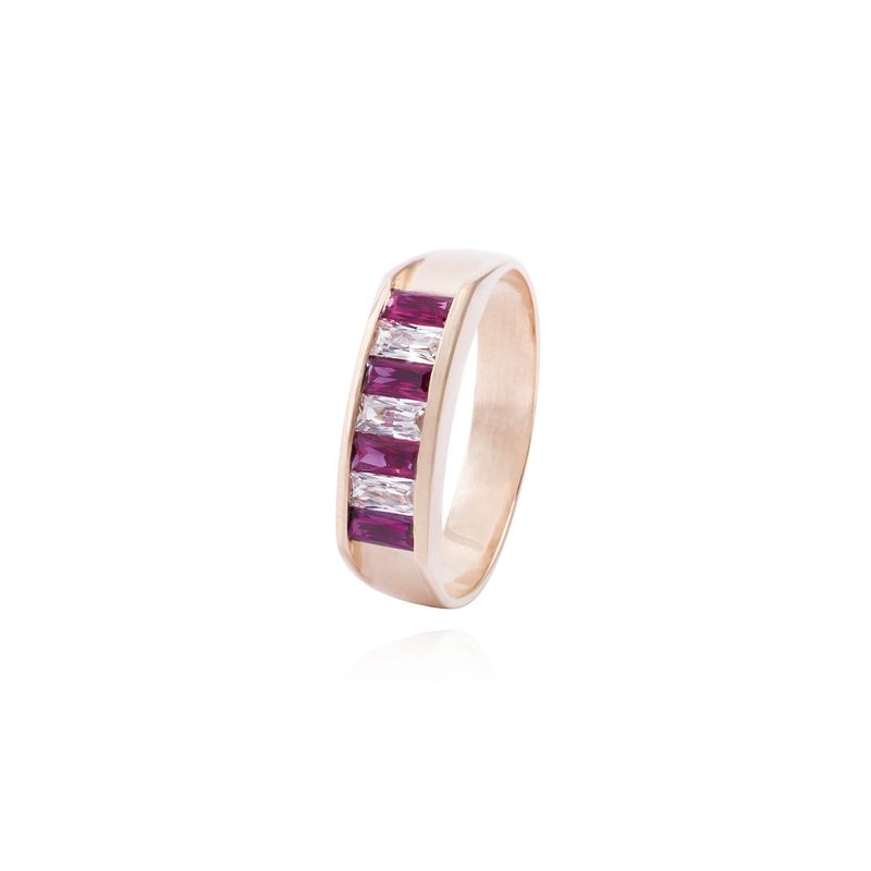 JB JOYAS BARON - Anillo en Oro Miel 18kt Rubí Prisma