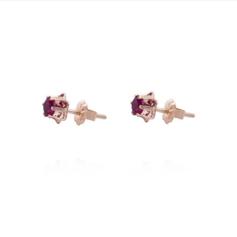 JB JOYAS BARON - Aros en Oro Miel 18kt Rubí 4mm