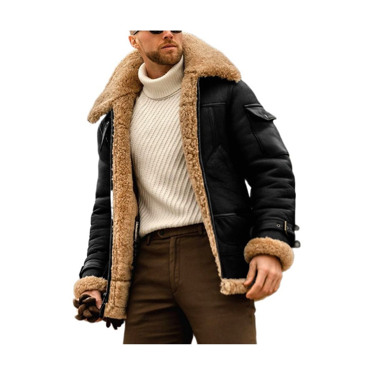 GIOIO - Chaqueta Hombre Sintética Forro Peludo Grueso Térmico Urbana Premium​