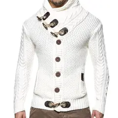 GIOIO - Suéter Abrigo Hombre Talla Grande Cuello Alto Botonado Urbano Elegante​