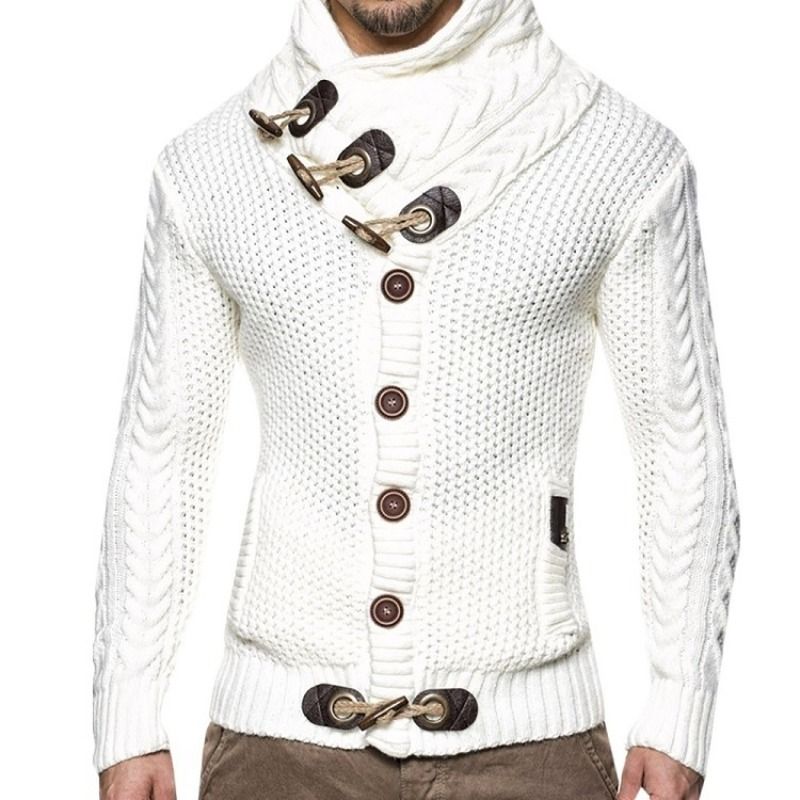 GIOIO - Suéter Abrigo Hombre Talla Grande Cuello Alto Botonado Urbano Elegante​