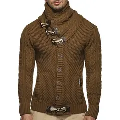 GIOIO - Suéter Abrigo Hombre Talla Grande Cuello Alto Botonado Urbano Elegante​