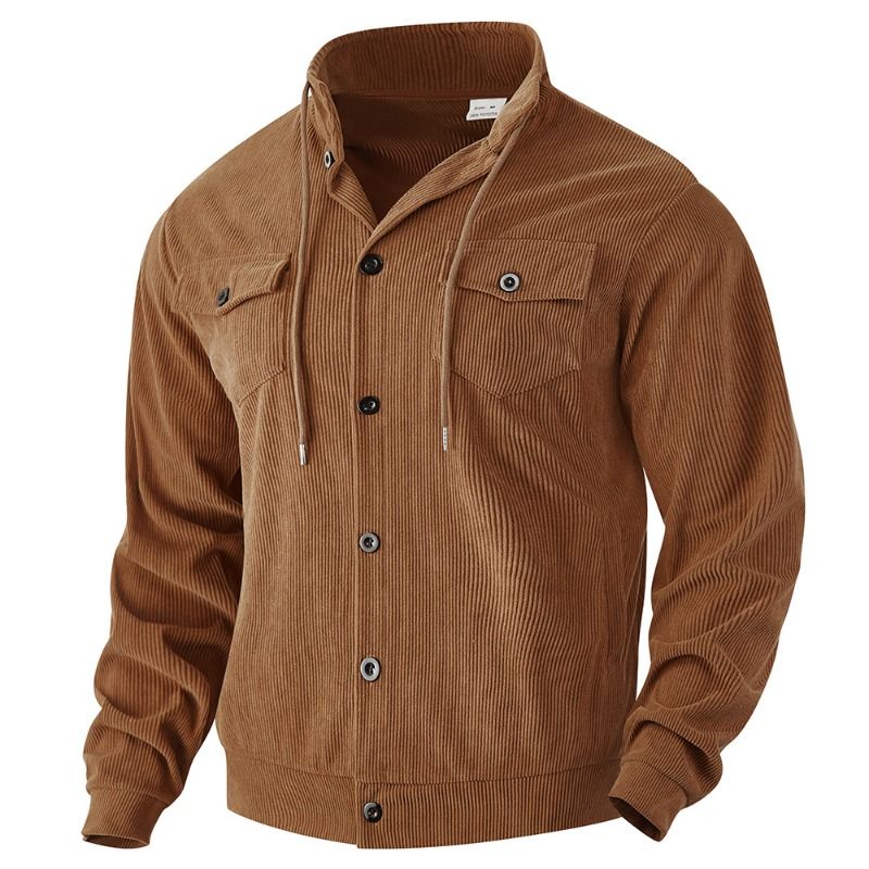 GIOIO - Chaqueta Pana Hombre Vintage USA Solapa Bolsillos Tácticos Urbana​