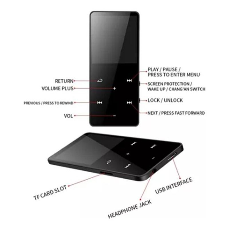 GENERICO - Reproductor MP3 MP4 Bluetooth Touch Latauar - 8GB