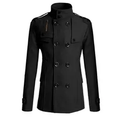 GIOIO - Gabardina Hombre Mezcla Lana Largo Medio Corte Preciso Urbano Elegante​