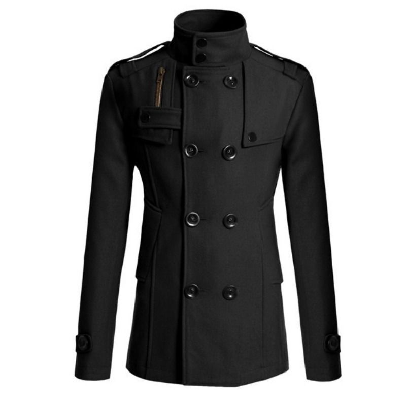 GIOIO - Gabardina Hombre Mezcla Lana Largo Medio Corte Preciso Urbano Elegante​