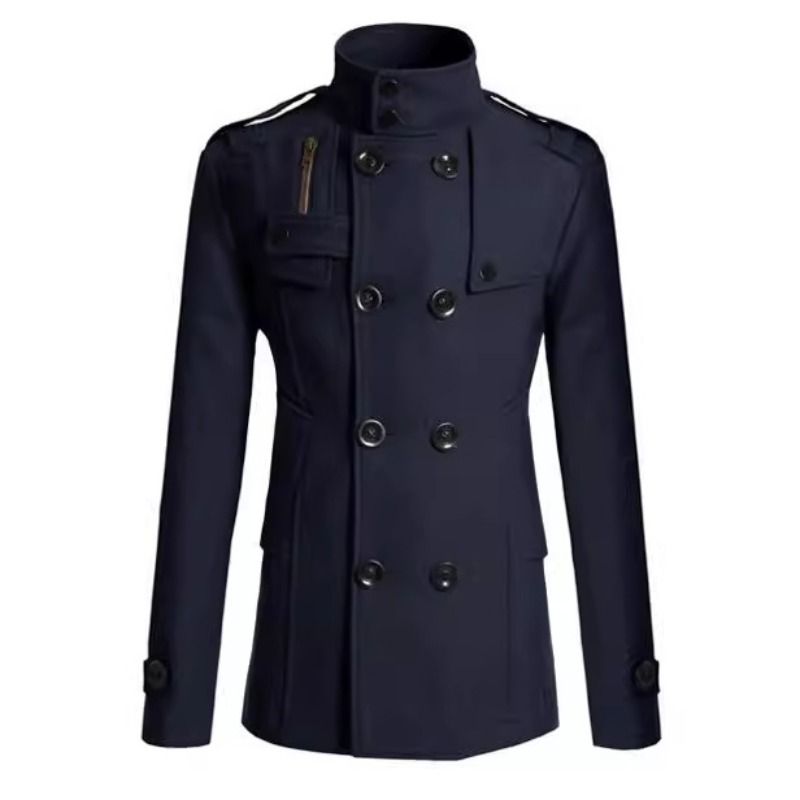 GIOIO - Gabardina Hombre Mezcla Lana Largo Medio Corte Preciso Urbano Elegante​