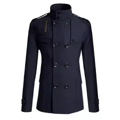 GIOIO - Gabardina Hombre Mezcla Lana Largo Medio Corte Preciso Urbano Elegante​