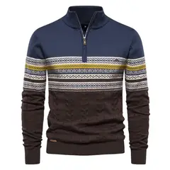 GIOIO - Suéter Hombre Cuello Alto Media Cremallera Tejido Premium Urbano