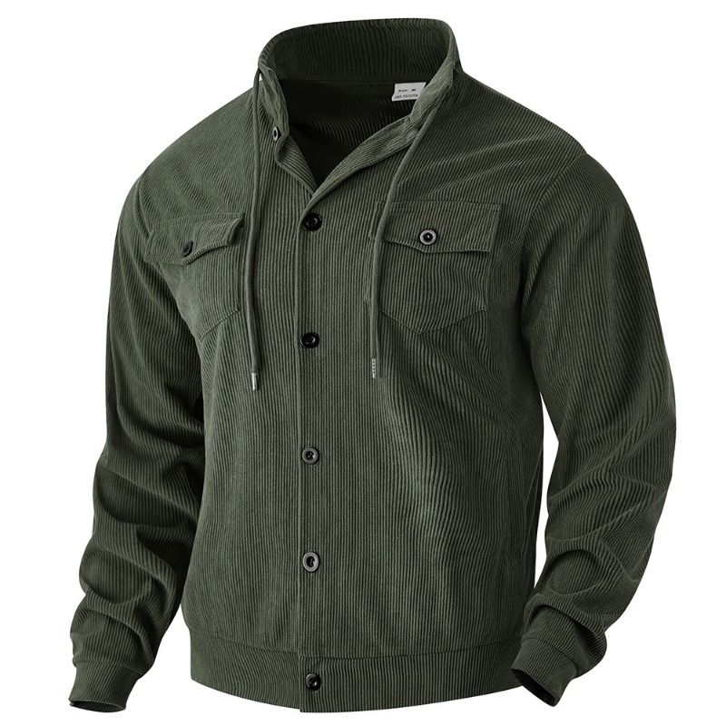 GIOIO - Chaqueta Pana Hombre Vintage USA Solapa Bolsillos Tácticos Urbana​