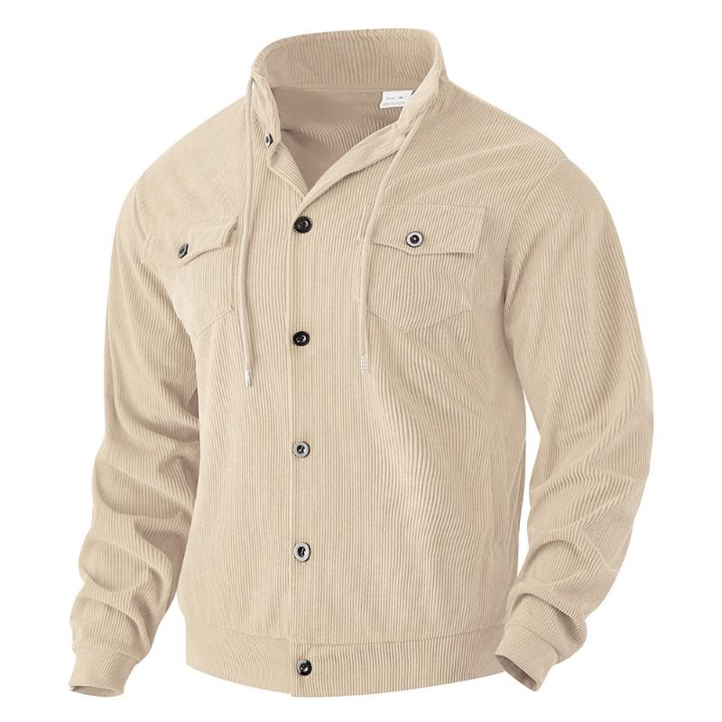 GIOIO - Chaqueta Pana Hombre Vintage USA Solapa Bolsillos Tácticos Urbana​