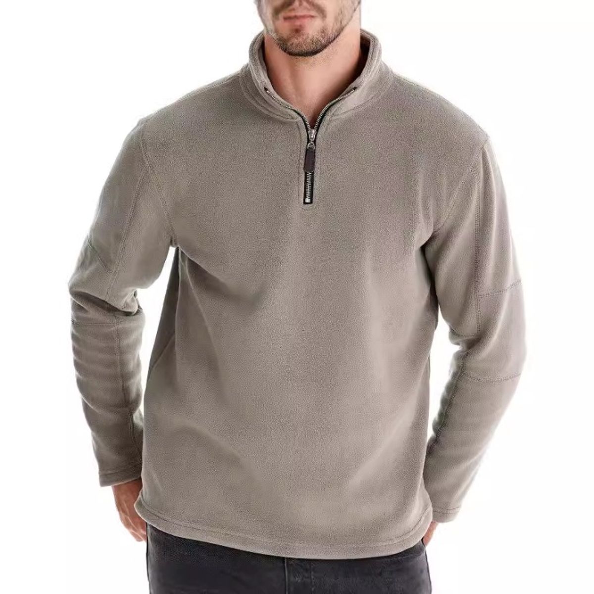 GIOIO - Canguro Polar Hombre Media Cremallera Cuello Alto Liso Urbano