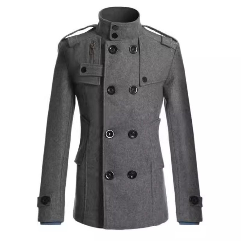 GIOIO - Gabardina Hombre Mezcla Lana Largo Medio Corte Preciso Urbano Elegante​