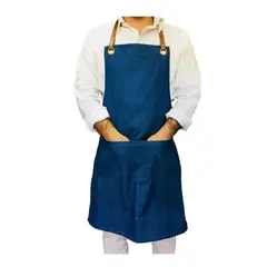 GENERICO - Delantal Jeans Gourmet Con Cuello y Bolsillos Prácticos