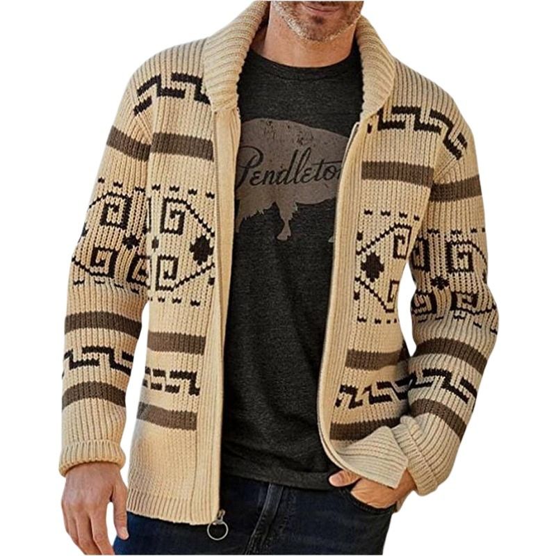 GIOIO - Cárdigan Hombre Punto Cable Medio Largo Urbano Premium Lana Tejido​