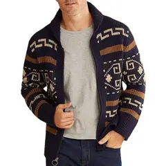 GIOIO - Cárdigan Hombre Punto Cable Medio Largo Urbano Premium Lana Tejido​