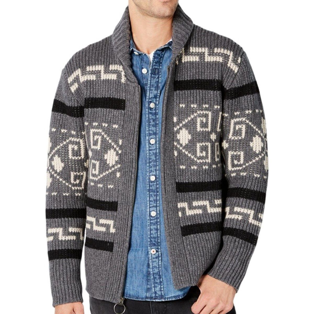 GIOIO - Cárdigan Hombre Punto Cable Medio Largo Urbano Premium Lana Tejido​