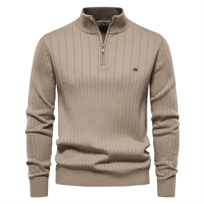 GIOIO - Chaqueta Hombre Cuello Mao Media Cremallera Tejido Ajustado Premium​